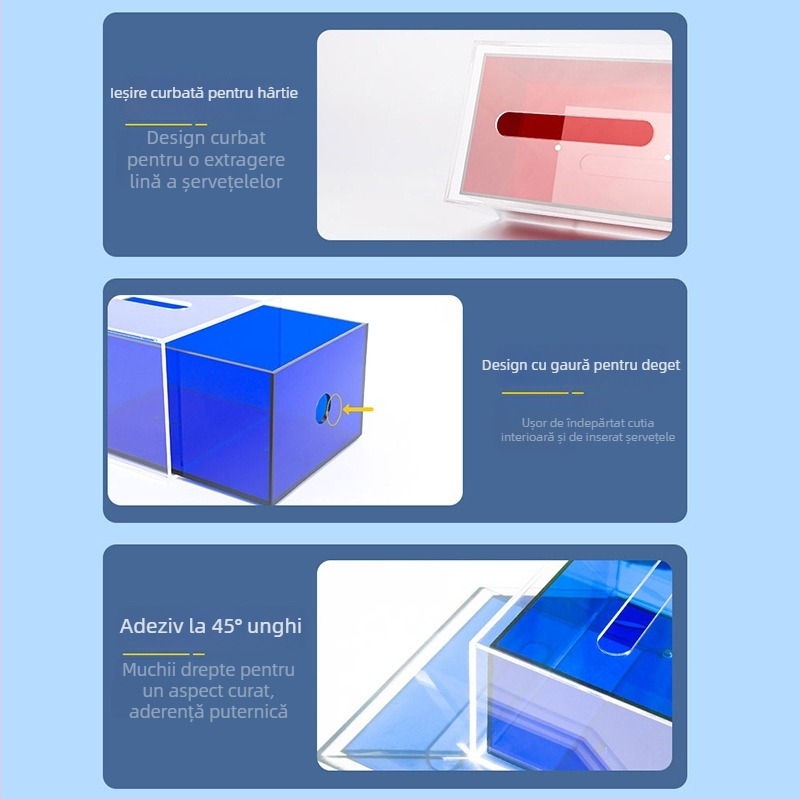 ALLYACE Cutie transparentă din acril pentru șervețele, Model YKL-ZJH, Stil modern minimalist, Rezistentă la apă, Pentru mașină, sufragerie, baie