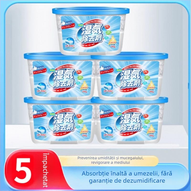 Deshumidificator și desicant pentru uz casnic — cutie absorbantă a umezelii și pungă desicant pentru garderobe și cămine
