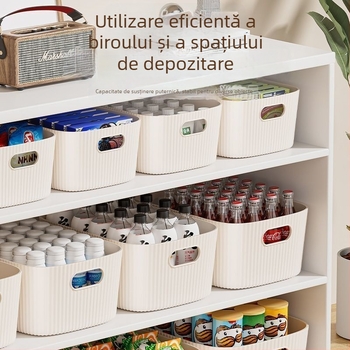 Set de trei cutii de depozitare pentru birou — din plastic, 2 L, fără capac, stil modern minimalist