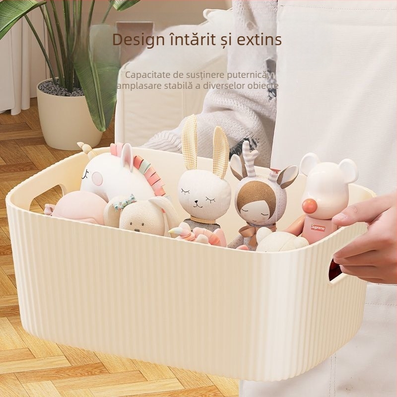 Set de trei cutii de depozitare pentru birou — din plastic, 2 L, fără capac, stil modern minimalist