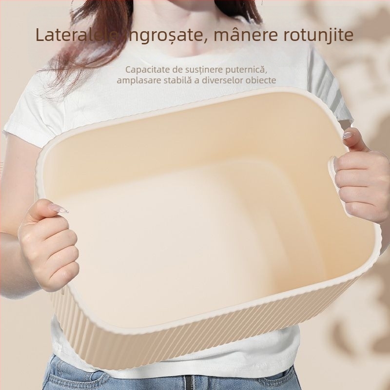 Set de trei cutii de depozitare pentru birou — din plastic, 2 L, fără capac, stil modern minimalist