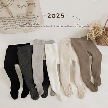 Colanți de iarnă pentru fete, căptușiți cu fleece, material viscoză 70.5%, pentru copii de 3–8 ani