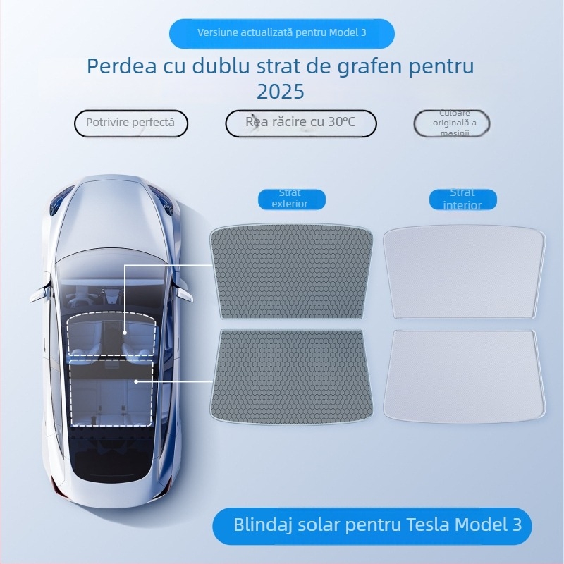 Parasolar grafen pentru Tesla, montaj cu clipsare, Honglin