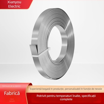 Bandă din oțel inoxidabil – rezistență la tracțiune 400 kg; role cu diametrul exterior de 400 mm; diametrul interior de 85 mm; pentru ambalare grea metal, piatră și lemn