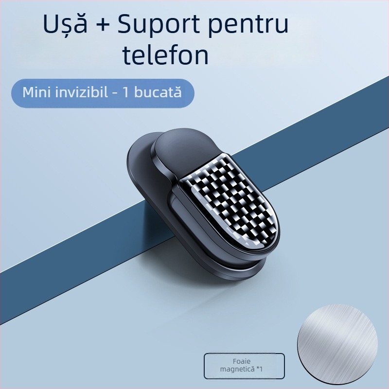 Suport magnetic pentru telefon în mașină, 3 în 1, cu montaj adeziv și tambur pentru cabluri