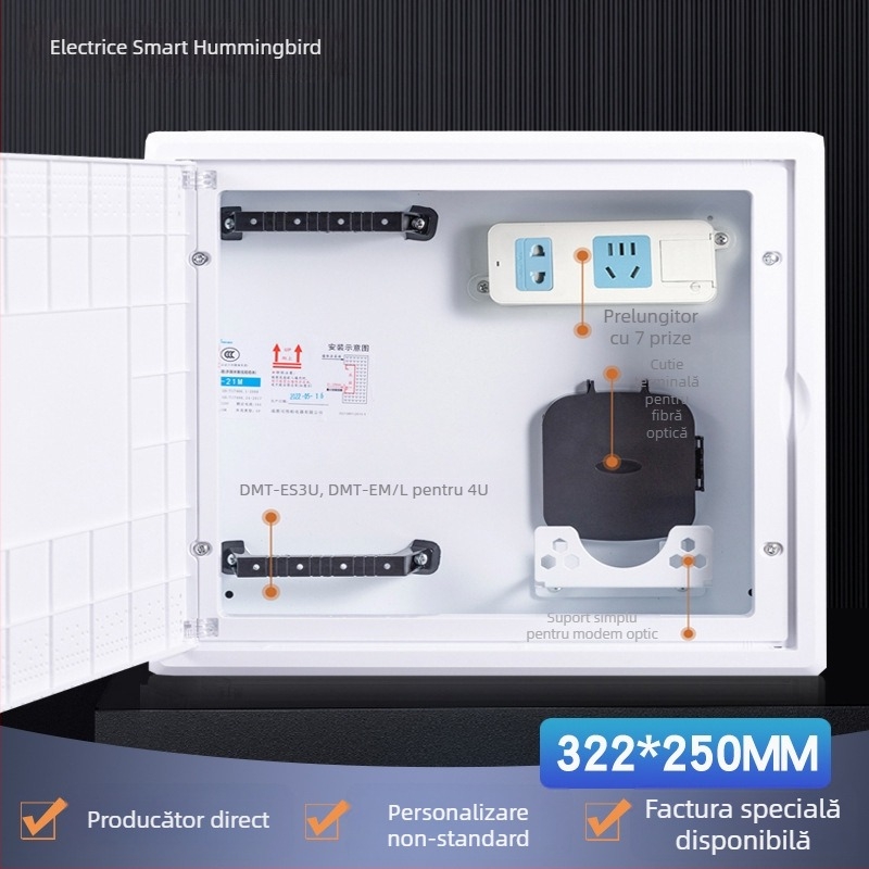 Cutie ascunsa de distributie pentru reteaua casnica – fibra optică și curent slab, seria E, carcasa din oțel laminat la rece, IP30, capac HIPS, Xinli