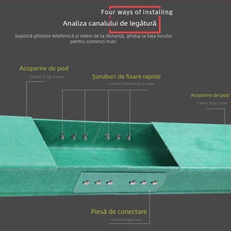 Canal cablu din fibră de sticlă, tip scară, ignifug, deschidere mare, personalizabil — Fengneng