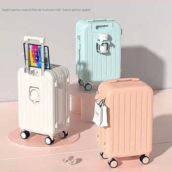 Valiză de călătorie cu roți universale, carcasă ABS+PC, 3 kg, închidere cu fermoar, model în dungi, căptușeală poliester, încuietoare cu combinație obișnuită (ABS+PC material, 3 kg, fermoar, roți universale, încuietoare cu combinație)