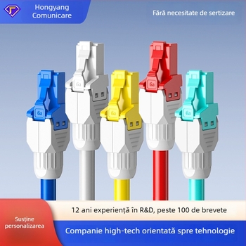 Conector RJ45 neizolant, fără unelte Cat5e/Cat6, 6A Gigabit, cap de cristal