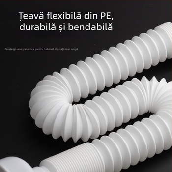 Drenaj tip flip pentru chiuveta de baie, material ABS și oțel inoxidabil, formă S, stil modern minimalist