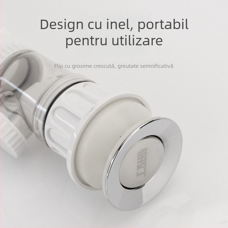 Drenaj tip flip pentru chiuveta de baie, material ABS și oțel inoxidabil, formă S, stil modern minimalist