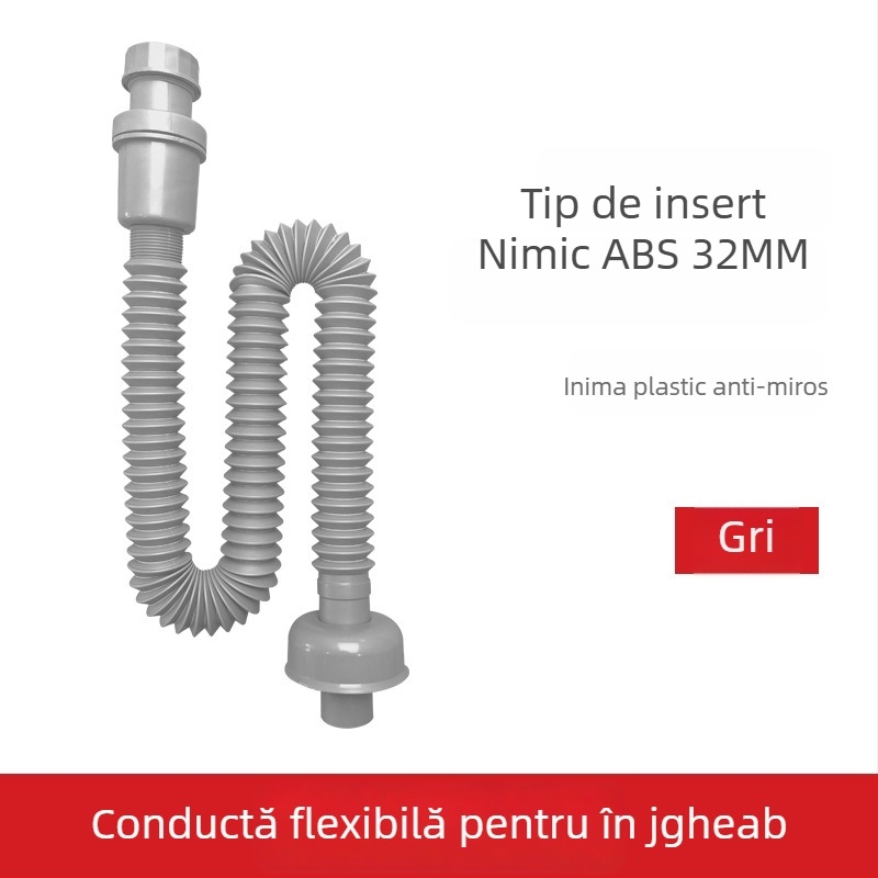 Drenaj tip flip pentru chiuveta de baie, material ABS și oțel inoxidabil, formă S, stil modern minimalist