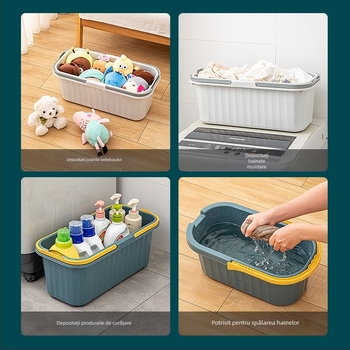 Hongqi găleată pentru mop, cu mop din bumbac lipit, canal pliabil de stoarcere, găleată din plastic dreptunghiulară pentru mop, model 2023