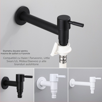 Robinet pentru mașina de spălat, din oțel inoxidabil, model h20123, monocomandă, stil modern minimalist