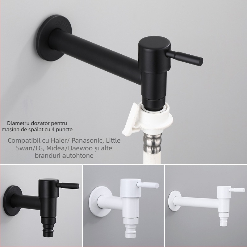 Robinet pentru mașina de spălat, din oțel inoxidabil, model h20123, monocomandă, stil modern minimalist