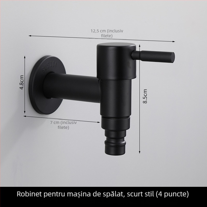 Robinet pentru mașina de spălat, din oțel inoxidabil, model h20123, monocomandă, stil modern minimalist
