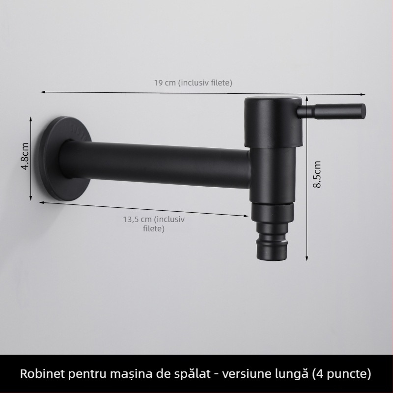 Robinet pentru mașina de spălat, din oțel inoxidabil, model h20123, monocomandă, stil modern minimalist