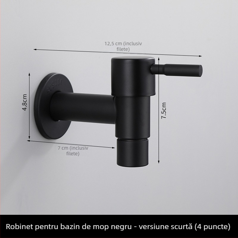 Robinet pentru mașina de spălat, din oțel inoxidabil, model h20123, monocomandă, stil modern minimalist