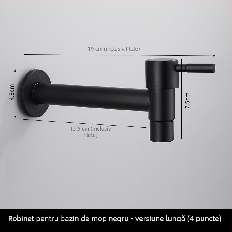 Robinet pentru mașina de spălat, din oțel inoxidabil, model h20123, monocomandă, stil modern minimalist