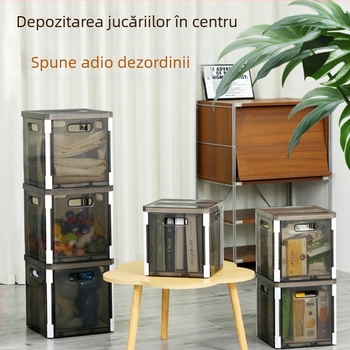 Cutie transparentă pliabilă de depozitare cu capac, din polipropilenă, capacitate 16L/20L