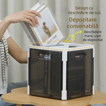 Cutie transparentă pliabilă de depozitare cu capac, din polipropilenă, capacitate 16L/20L