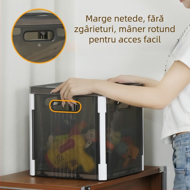 Cutie transparentă pliabilă de depozitare cu capac, din polipropilenă, capacitate 16L/20L