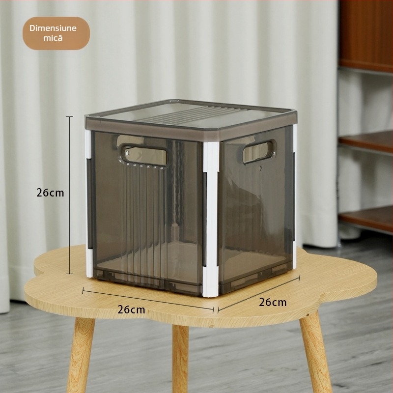 Cutie transparentă pliabilă de depozitare cu capac, din polipropilenă, capacitate 16L/20L