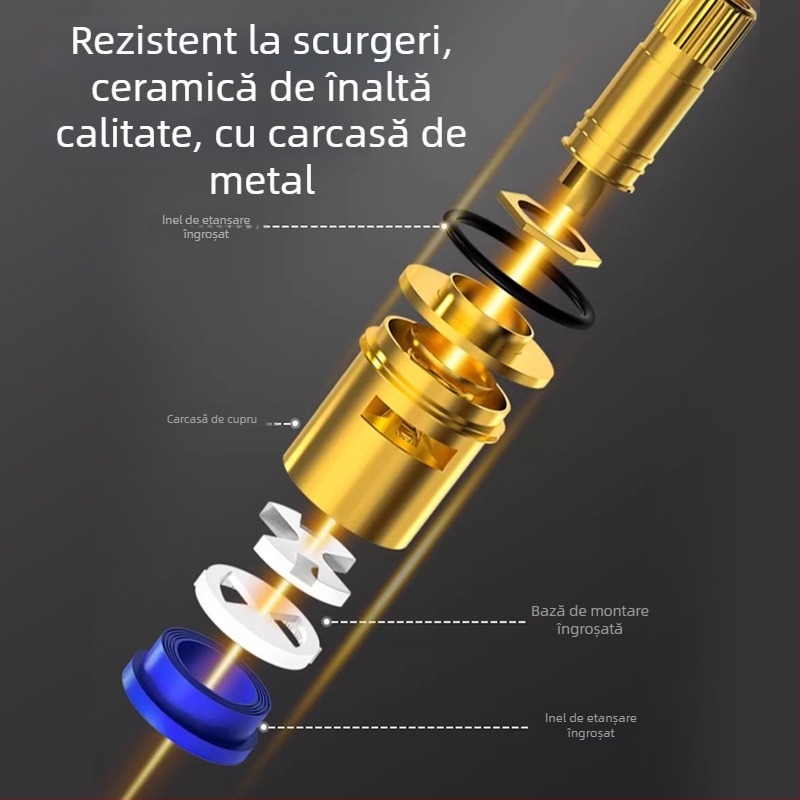 Robinet negru pentru mașina de spălat, 4 conexiuni, din oțel inoxidabil 304, montaj pe perete, doar rece, deschidere rapidă, robinet cu disc ceramic (304 SS, 0–90°C, montaj pe perete, 4 conexiuni)
