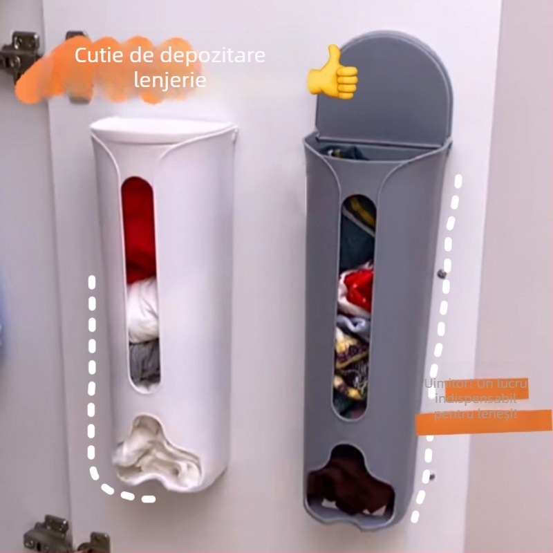 Cutie de depozitare pentru lenjerie, montaj pe perete fără găuri, organizator cu sertar pentru șosete și lenjerie intimă, din plastic