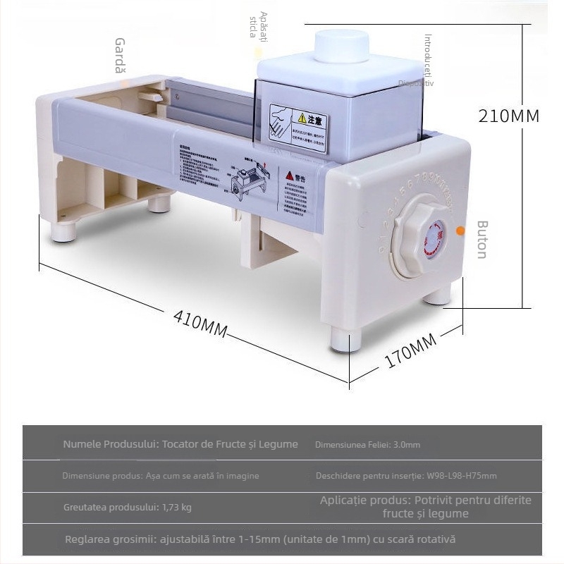 Tăietor Multifuncțional pentru Legume - ABS, 15 Niveluri, Stil Modern Minimalist