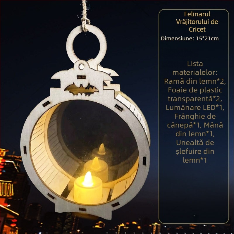 Felinar de Halloween pentru copii - kit DIY de creație, formă neregulată, logo imprimat, brand YICAII, stil desen animat