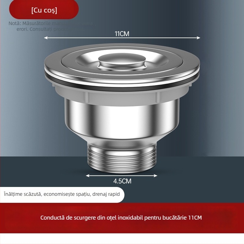Drenaj pentru chiuveta de vase – montat pe lateral, tip trăgător, anti-miros, stil modern minimalist