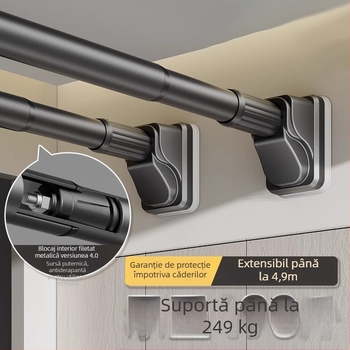 Bară telescopică de uscat haine — fără găuri, din oțel inoxidabil, suport pentru garderobă și perdea, stil modern minimalist, Yijiale