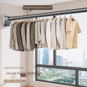 Bară telescopică de uscat haine — fără găuri, din oțel inoxidabil, suport pentru garderobă și perdea, stil modern minimalist, Yijiale