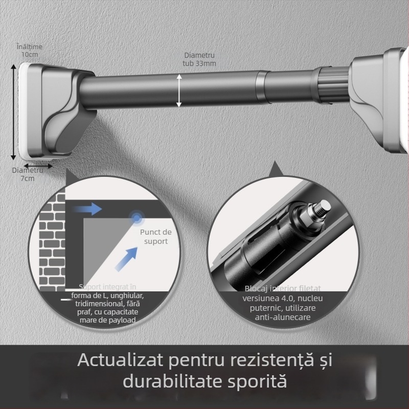 Bară telescopică de uscat haine — fără găuri, din oțel inoxidabil, suport pentru garderobă și perdea, stil modern minimalist, Yijiale