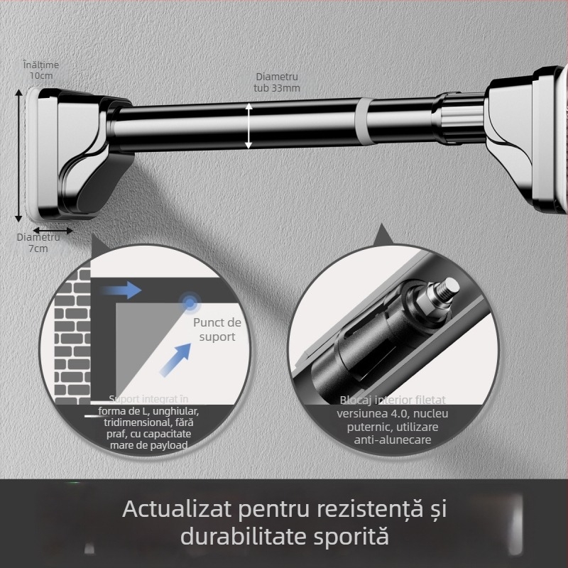 Bară telescopică de uscat haine — fără găuri, din oțel inoxidabil, suport pentru garderobă și perdea, stil modern minimalist, Yijiale
