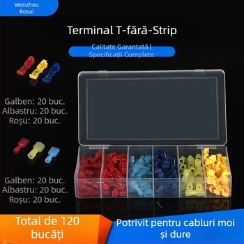 Set de terminal blocks tip T cu clemă de siguranță pentru ramura principală, 120 buc., nylon, turnare prin injecție, pentru 0,5–6 m²