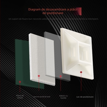 Suport din nylon pentru curele de cablu, cu bază autoadezivă și ventuză de poziționare, fără găuri