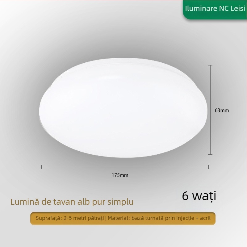 Lampa de plafon, LED rotund pentru coridoare și băi, design modern minimalist, 220V, acoperire 5–10 m²