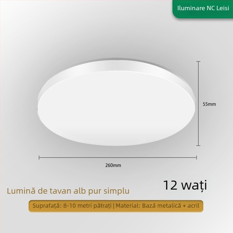 Lampa de plafon, LED rotund pentru coridoare și băi, design modern minimalist, 220V, acoperire 5–10 m²