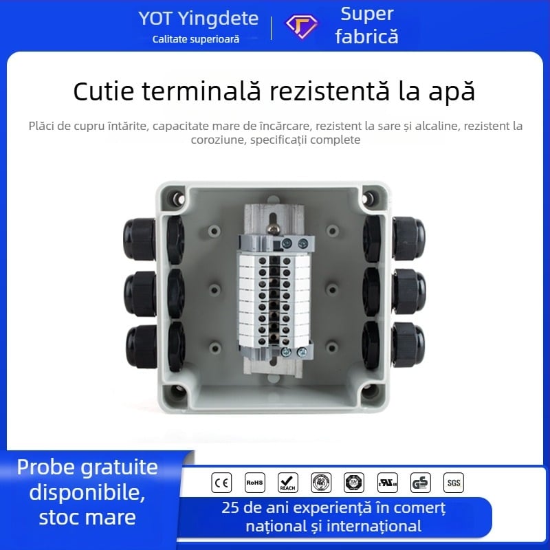 Intete cutie de legătură din plastic pentru exterior, impermeabilă cu terminale, etanșă, 1 intrare / 2 ieșiri