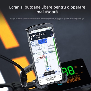 Suport pentru telefon pentru motocicletă și bicicletă, impermeabil și anticadere, fixare prin clips, model YC17, compatibil cu oglinda retrovizoare