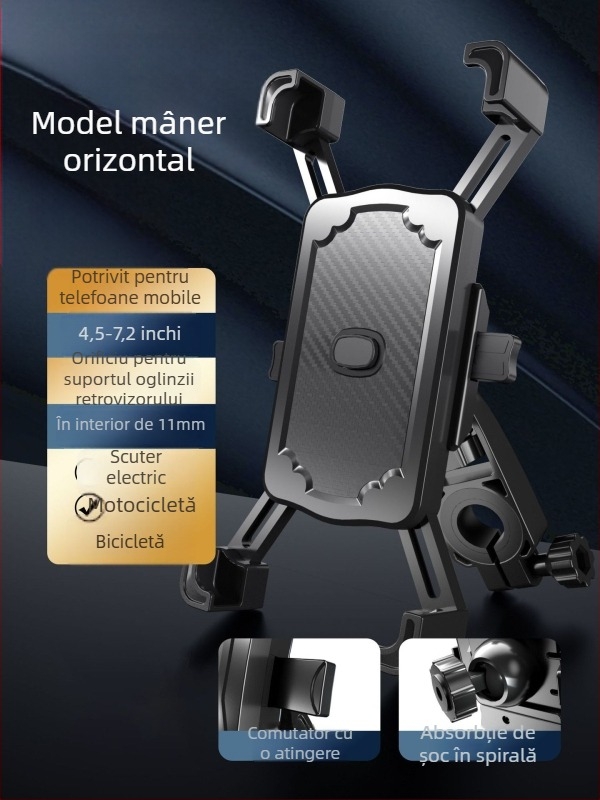 Suport pentru telefon pentru motocicletă și bicicletă, impermeabil și anticadere, fixare prin clips, model YC17, compatibil cu oglinda retrovizoare