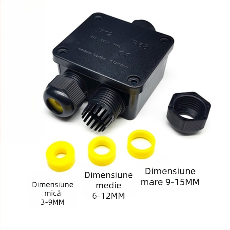 Cutie IP68 impermeabilă de conectare pentru iluminat exterior stradal, model J712, trei intrări, două ieșiri