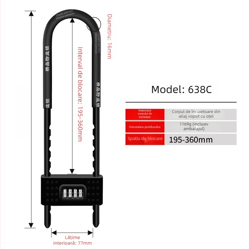 Lacăt în formă de U pentru uși din sticlă, lacăt pentru uși glisante cu deschidere dublă, anti-furt, set de încuietori cu deschidere dublă (Model: Type C; Material: carcasă ABS; Brand: Zhiwei; Domeniu: uși din sticlă, uși de vitrină, uși glisante)