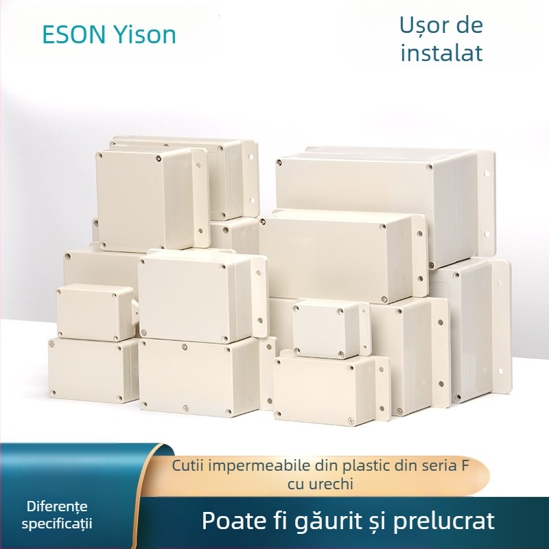 Cutie IP66 din plastic ABS, exterior, cu urechi de montare, pentru alimentare supraveghere