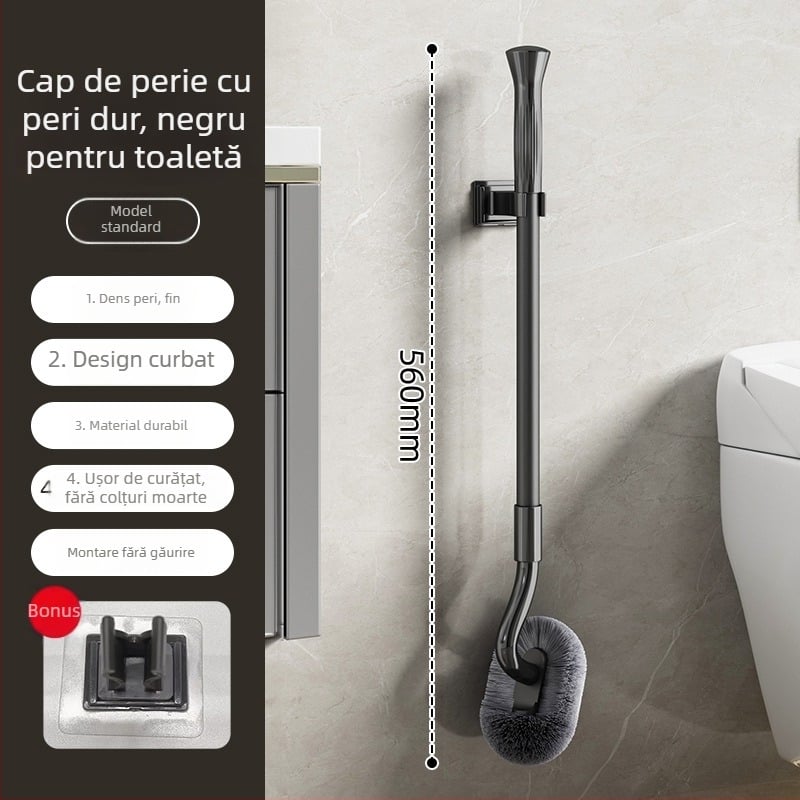Perie de toaletă telescopică, cu design în formă de S, montată pe perete, pentru toalete de tip squat, din oțel inoxidabil, fără colțuri moarte