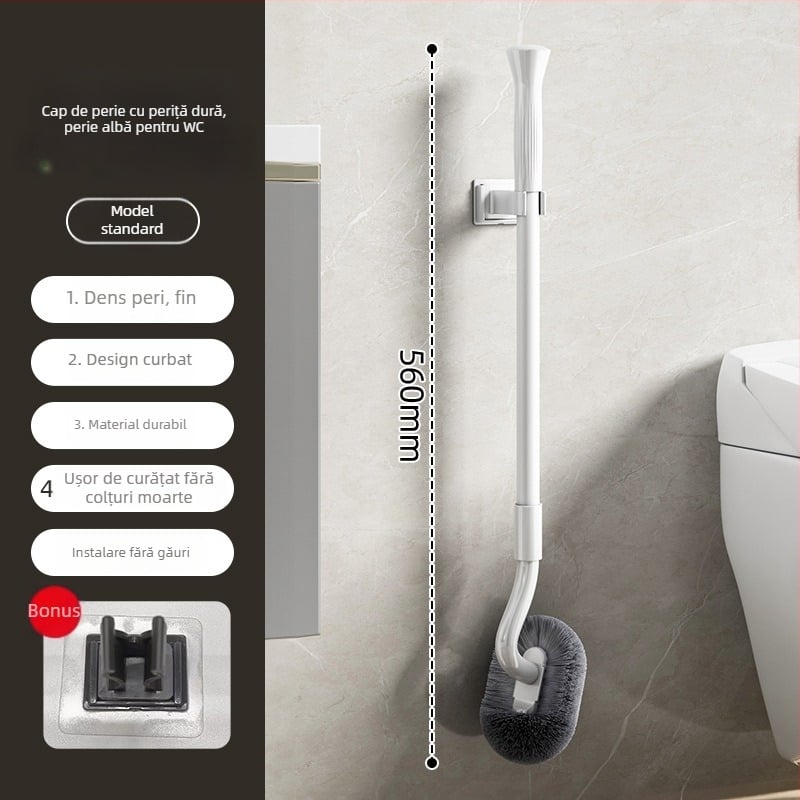 Perie de toaletă telescopică, cu design în formă de S, montată pe perete, pentru toalete de tip squat, din oțel inoxidabil, fără colțuri moarte