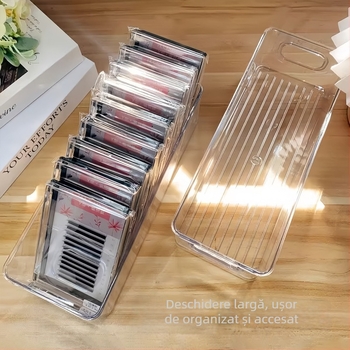 Cutie de depozitare pentru birou, acrilică, fără capac, stivuibilă, 18 L, model Zx2349