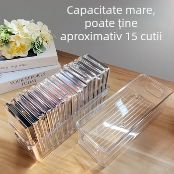 Cutie de depozitare pentru birou, acrilică, fără capac, stivuibilă, 18 L, model Zx2349